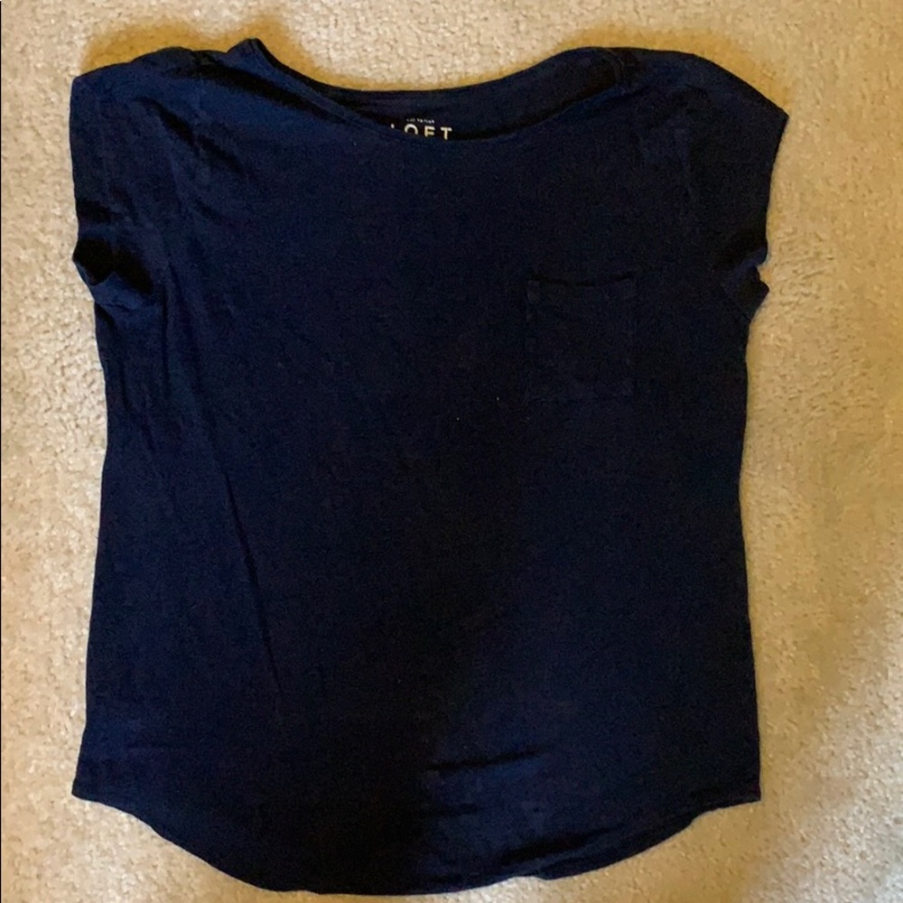 Express shorts sleeve navy linen T-shirt